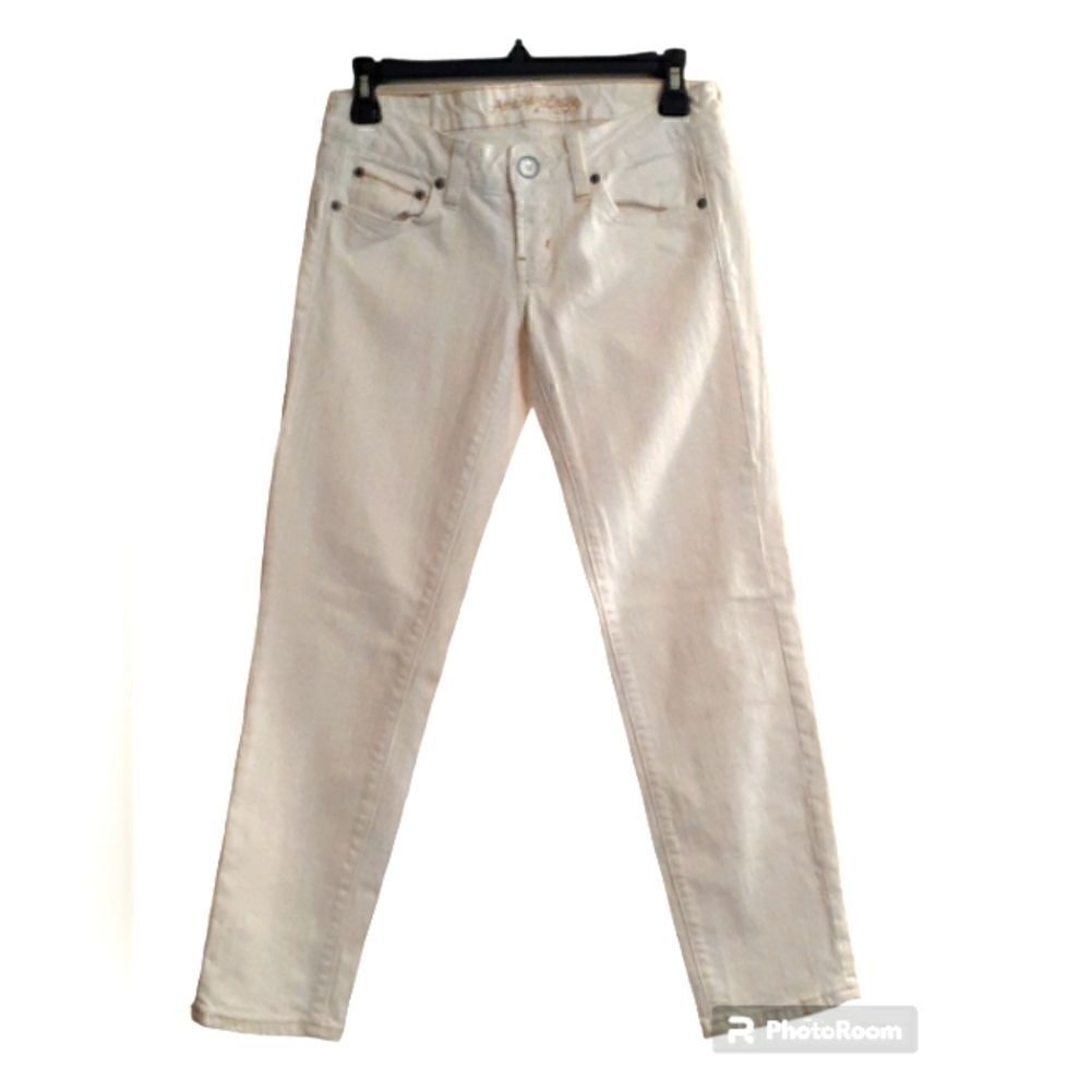 American Eagle Artist‎ Low Rise Straight Cropped Jeans White Excellent Condition